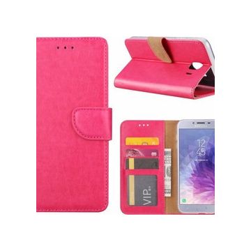 Samsung Galaxy J4+ (Plus) 2018 case Roze Portemonnee hoesje met opbergvakjes