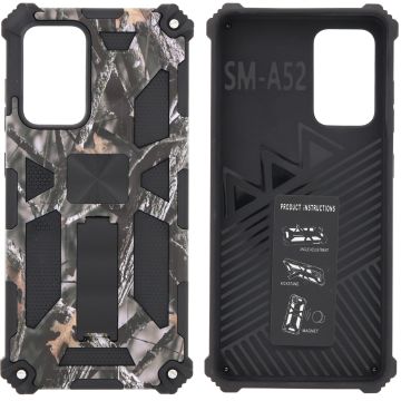 Samsung Galaxy S20 Hoesje - Rugged Extreme Backcover Takjes Camouflage met Kickstand - Grijs