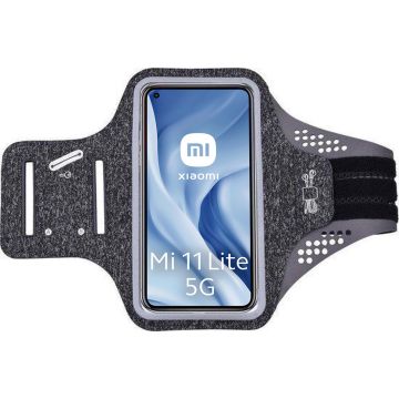 Hoesje Geschikt voorXiaomi Mi 11 lite hardloop telefoonhouder – armband - sportband - van stof - Zwart