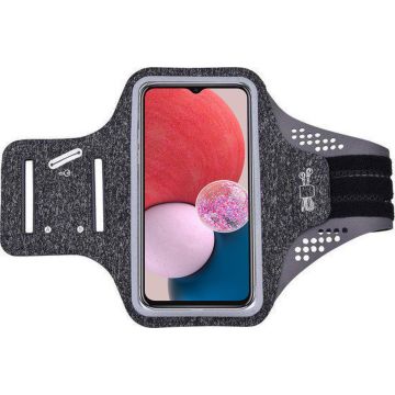 Hoesje Geschikt voor Samsung Galaxy A13 hardloop telefoonhouder – armband - sportband - van stof - Zwart