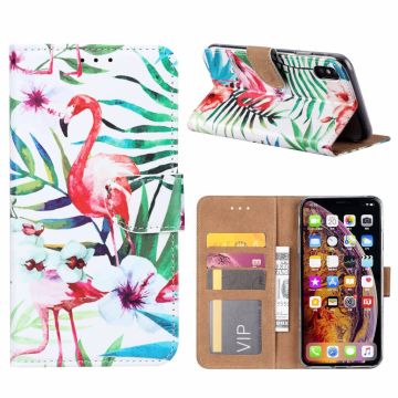iPhone Xs Max Tropische Flamingo Design Boek hoesje met pasjesruimte