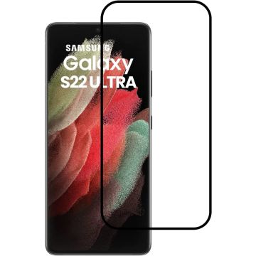 Samsung S22 Ultra Screenprotector Gehard Glas / Screenprotector Samsung Galaxy S22 Ultra Beschermglas Gehard Full Screen Cover- Zwart