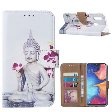 Ntech Boeddha & Bloem Design Portemonnee Hoesje - Samsung Galaxy A20e