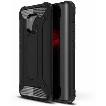 Huawei Mate 20 Pro Zwart Anti Shock Dual Layer Hybrid Armor Carbon hoesje