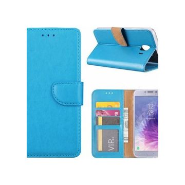 Samsung Galaxy J4+ (Plus) 2018 case Blauw Portemonnee hoesje met opbergvakjes