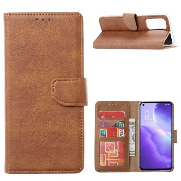 Oppo Reno5 5G - Hoesje Bookcase Bruin - Portemonee hoesje case met Pasjeshouder