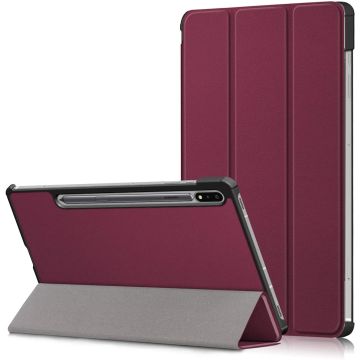 Samsung Tab S8 Plus hoes Book Case Smart Cover Wine Rood - Samsung Galaxy Tab S8 Plus hoes - Samsung Tab S7 FE hoes bookcase - Tab S7 plus hoes Trifold hoes -Tablet Hoes 12.4 Inch