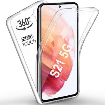 Samsung Galaxy S21 Hoesje Dual TPU Case hoesje - Galaxy S21 360° Cover 2 in 1 Case ( Voor en Achter) Transparant