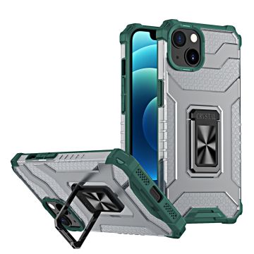 Hoesje Geschikt voor iPhone 13 Pro transparent rugged case Met Ringhouder – Groen