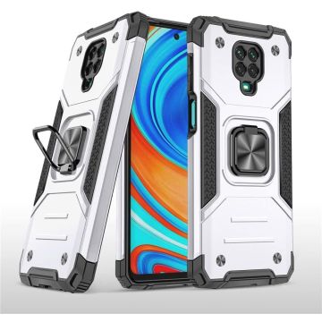 Xiaomi Redmi Note 9S/ Note 9 Pro Hoesje - Heavy Duty Armor hoesje Zliver - Xiaomi Redmi Note 9S/ Note 9 Pro silicone TPU 360-Degree hybride hoesje Kickstand ringhouder met Magnetisch Auto Mount