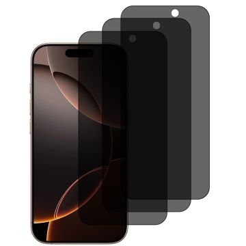 Privacy Screen protector Geschikt voor iPhone 16 Pro screenprotectors Privacy - 3 Stuks - Full screen protector tempered glass van gehard glas