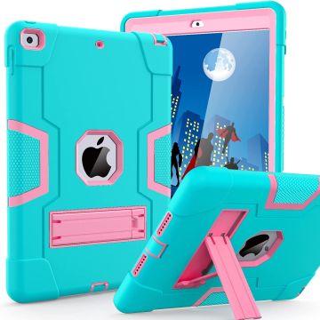 iPad 2021 Hoes - iPad 2020 hoes - Hoes iPad 2019 - iPad 10.2 hoes - Schokbestendige Back Cover met kicktand - Hybrid Armor Case Mint / Pink