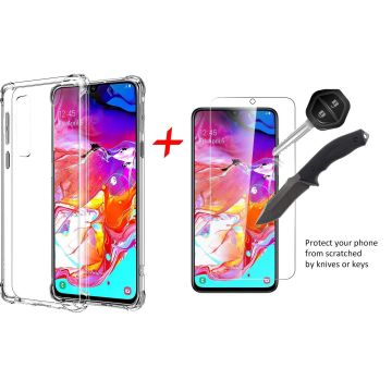 Ntech Samsung Galaxy A70/A70s Anti Shock Back hoesje + Glazen Screenprotector