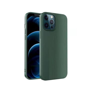 Hoesje Geschikt voor iPhone 12 Mini Hoesje Geborsteld TPU case / Brushed backcover - Groen