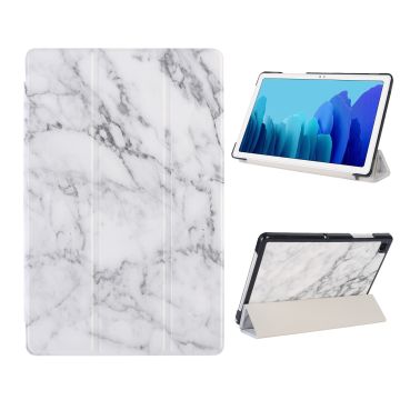 iPad 2020 hoes - iPad hoes 2019 / iPad 2021 Hoes - Book case Tri-Fold - iPad 2020 10.2 hoesje smart cover tablethoes - Marmer Wit
