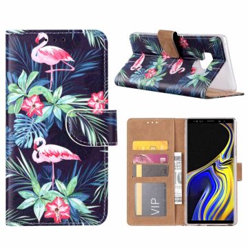 Samsung Galaxy Note 9 Flamingo Design Boek hoesje met pasjesruimte