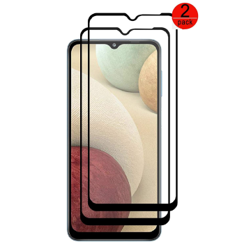 Samsung Galaxy A12 Screenprotector / Galaxy A12 Full cover Tempered glass 2 pack Gehard Glas Zwart