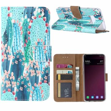 Ntech Samsung Galaxy S10e Cactus & Bloemen Boek hoesje met Pasjesruimte