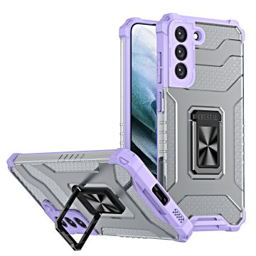 Samsung S21 Ultra hoesje transparent rugged case Paars - hoesje Samsung Galaxy S21 Ultra military Grade met auto magnetische schokabsorptie hoesje