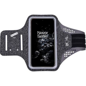 Hoesje Geschikt voor Oneplus 10T hardloop telefoonhouder – armband - sportband - van stof - Zwart
