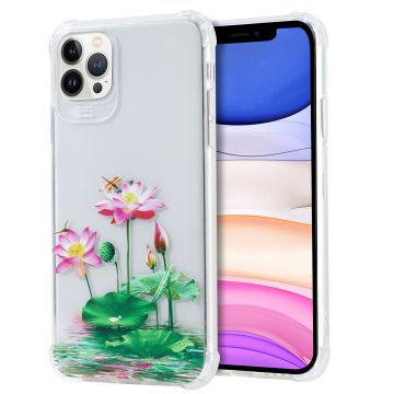 Siliconen Hoesje met bloemenprint Geschikt voor iPhone 12/12 Pro Lotusbloemen Transparant