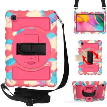 Samsung Galaxy Tab A7 Hoes Kids Case - 10.4 - (2020/2022) - Robuuste Hybridee Armor met Handband - Camouflage Pink