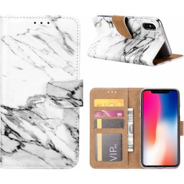 iPhone X / Xs Marmer Design Booktype Kunstleer Hoesje Met Pasjesruimte
