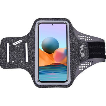 Hoesje Geschikt voor Xiaomi Redmi Note 10 Pro hardloop telefoonhouder – armband - sportband - van stof - Zwart