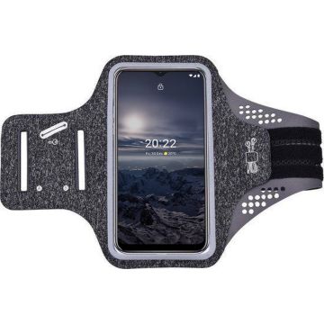 Hoesje Geschikt voor Nokia G21 hardloop telefoonhouder – armband - sportband - van stof - Zwart