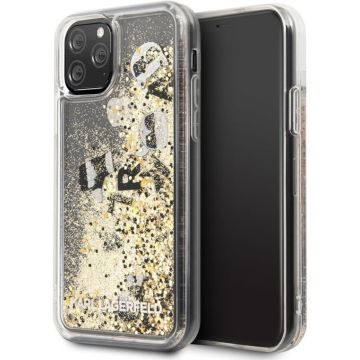 Apple iPhone 11 Pro Zwart Karl Lagerfeld Backcover hoesje Glitter - Floating charms - KLHCN58ROGO