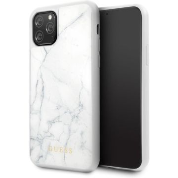 Apple iPhone 11 Pro Wit Guess Backcover hoesje Marble Collection - Original - GUHCN58HYMAWH