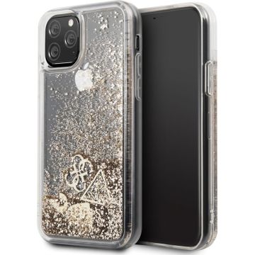 Apple iPhone 11 Pro Goud Guess Backcover hoesje Glitter - Hearts - GUHCN58GLHFLGO
