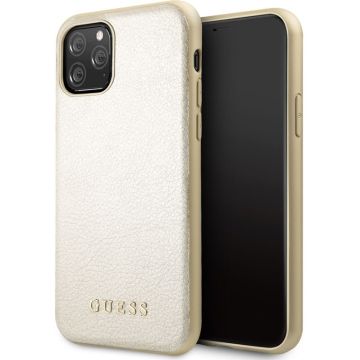 iPhone 11 Pro Backcase hoesje - Guess - Effen Goud - Kunstleer