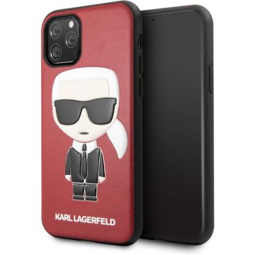 Apple iPhone 11 Pro Max Rood Karl Lagerfeld Backcover hoesje Ikonik Karl - Full Body - KLHCN65IKPURE