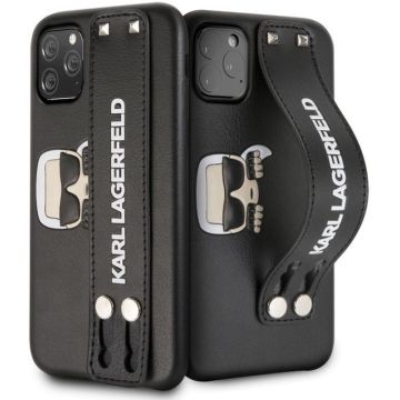 Apple iPhone 11 Pro Zwart Karl Lagerfeld Backcover hoesje Embossed - Karl Head - KLHCN58HA2BK