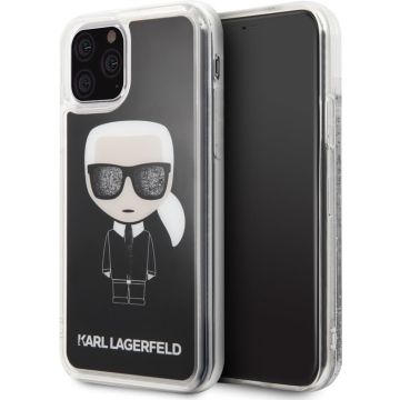 Apple iPhone 11 Pro Zwart Karl Lagerfeld Backcover hoesje Glitter - Karl Iconic - KLHCN58ICGBK