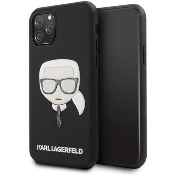 Apple iPhone 11 Pro Zwart Karl Lagerfeld Backcover hoesje Glitter - Embossed - KLHCN58GLBK