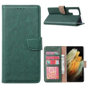 Samsung S22 Ultra Hoesje BookCase Groen - Samsung Galaxy s22 Ultra hoesje wallet case - Hoesje Samsung S22 Ultra bookcase - Galaxy S22 Ultra portemonnee hoesje book case cover