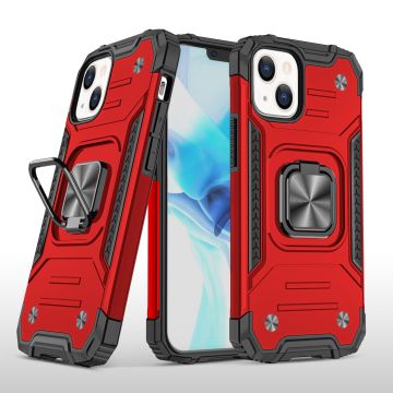 Hoesje Geschikt voor iPhone 13 Mini - Heavy Duty Armor Hoesje met Kickstand ringhouder – Rood