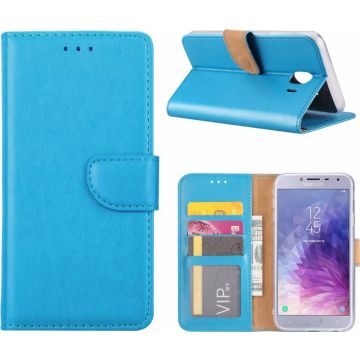 Samsung Galaxy J4 (2018) case Blauw Portemonnee hoesje met opbergvakjes