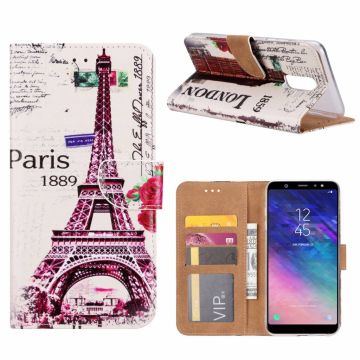 Samsung Galaxy A6+(Plus) Eiffeltoren 1889 Design Booktype Kunstleer Hoesje Met Pasjesruimte