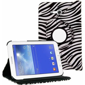 Samsung Galaxy Tab 3 - Lite 7.0 inch (T110 / T111 / T113) Tablet Case hoesje 360 Draaibaar - Zebra