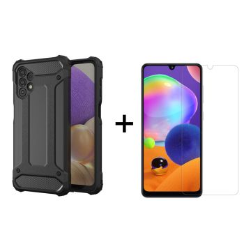 Ntech Hoesje Geschikt Voor Samsung Galaxy A32 4G hoesje - Met Screenprotector Rugged Armor Hoesje - Shockproof case - Zwart