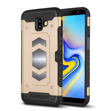Ntech Samsung Galaxy J6 Plus (2018) Luxe Armor Case Pashouder - Goud
