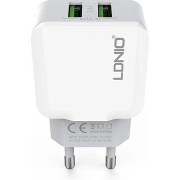 Oplaad Stekker met 2 USB Poorten - 2.4A