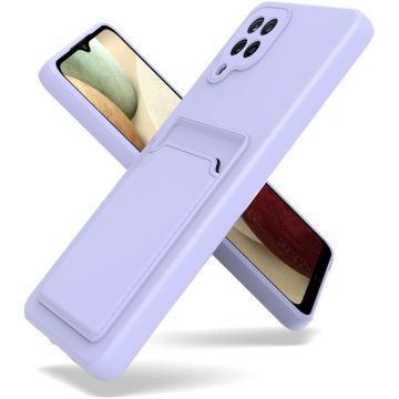 Samsung A42 Hoesje met pasjeshouder Lila - Samsung Galaxy A42 5G hoesje Soft silicone colour case met kaarthouder