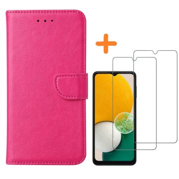 Samsung A13 hoesje Pink bookcase - Samsung Galaxy A13 4G hoesje bookcase portemonnee hoesje - A13 Hoesje book cover - hoesjes Samsung A13 screenprotector / 2X Beschermglas