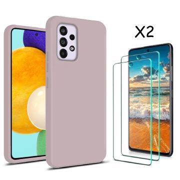 Samsung A53 hoesje silicone soft cover Pink Sand - Samsung Galaxy A53 5G Silicone colour hoesje - Galaxy A53 case Liquid Nano Silicone cover - A53 Screenprotector 2 pack