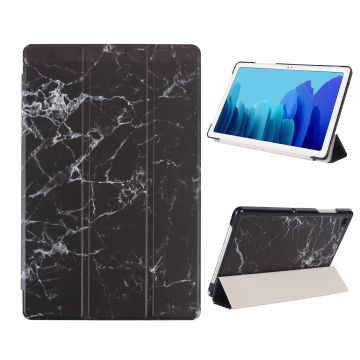 iPad 2019 hoes 10.2 - Book case Tri-Fold - iPad 2020 hoesje smart cover tablethoes - Marmer Zwart