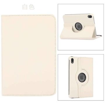 Hoes geschikt voor iPad Mini 6 / iPad mini 2021 Wit - Hoes geschikt voor iPad Mini 6 cover - Hoes geschikt voor iPad Mini 6 - Hoes geschikt voor iPad Mini 6 hoesje - Hoes geschikt voor iPad mini 6 case - 360° draaibare Hoes Kunstleer